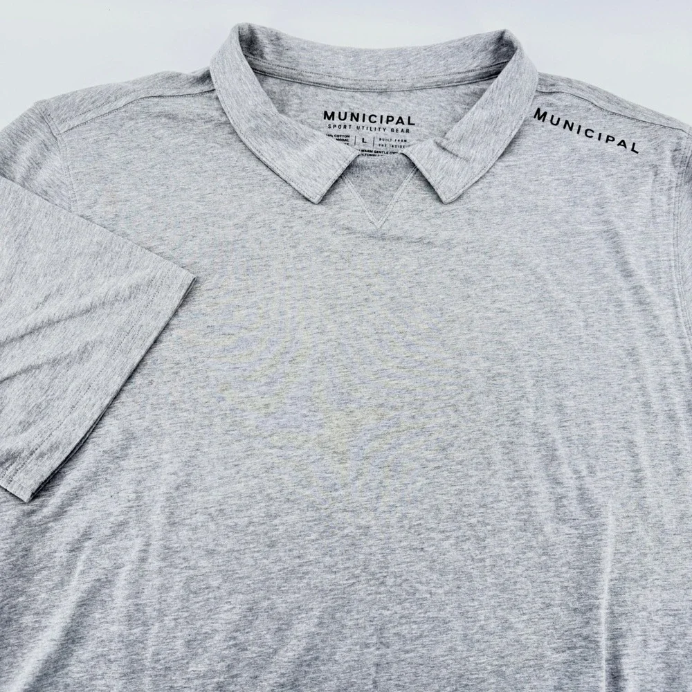 Municipal Sport Utility Gear V-Neck Polo Shirt Mens Large Gray Short‎ Sleeve